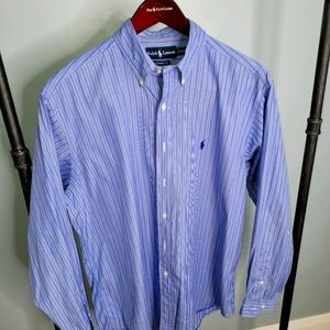 Blue stripe button down shirt. L Polo Ralph Lauren